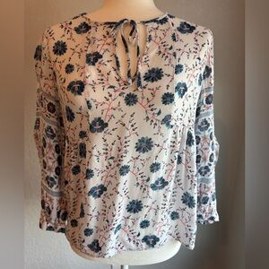 Lucky Brand Floral Print Peasant Top